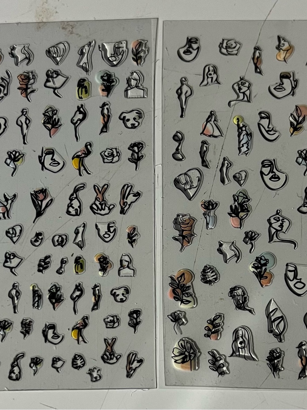 Minimal Abstract Face & Floral Nail Stickers - Multi-Color